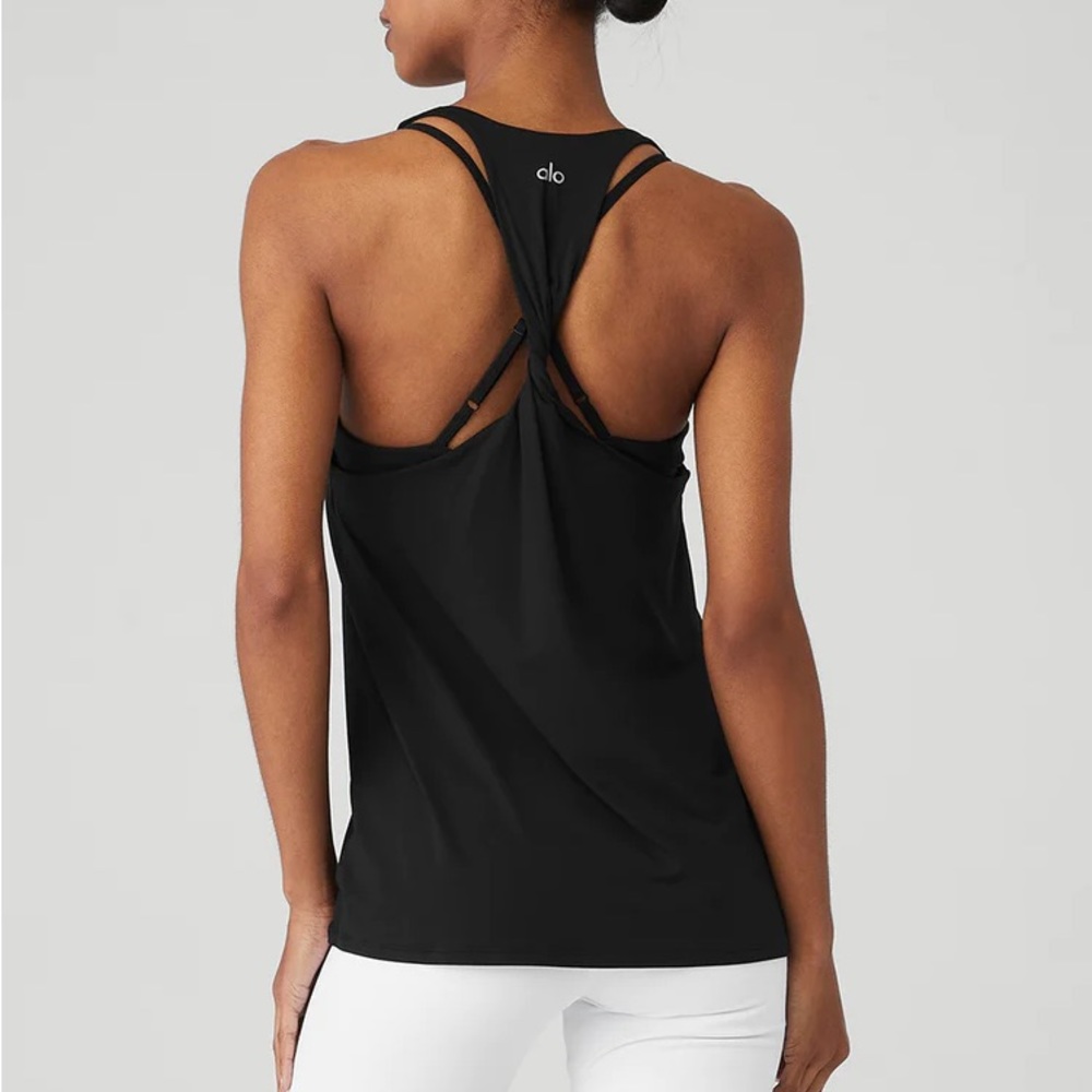 NWT Alo Don't Get It Twisted Tank - Black XS